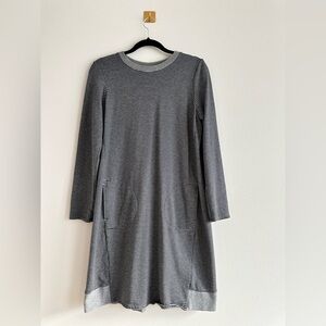 J Jill Black & Gray Long Sleeve Cotton Dress With Pockets | Size Medium Tall